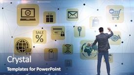  Presentation with trading online - Slide deck with cybersecurity - businessman in online trading background and a  colored foreground