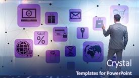  Presentation with trading online - Colorful PPT theme enhanced with cybersecurity - businessman in online trading backdrop and a  colored foreground