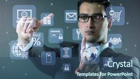  Presentation with trading online - Cool new PPT layouts with cybersecurity - businessman in online trading backdrop and a  colored foreground