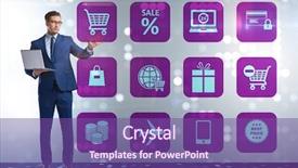  Presentation with trading online - Amazing PPT theme having cybersecurity - businessman in online trading backdrop and a  colored foreground