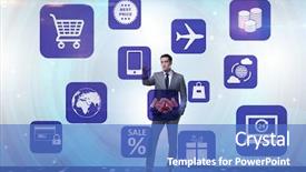  Presentation with trading online - Slide deck having cybersecurity - businessman in online trading background and a  colored foreground