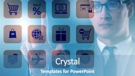  Presentation with trading online - Slide set featuring cybersecurity - businessman in online trading background and a  colored foreground