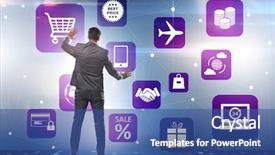  Presentation with trading online - Slide deck having cybersecurity - businessman in online trading background and a  colored foreground