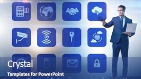  Presentation with trading online - Slide deck with cybersecurity - businessman in online trading background and a  colored foreground