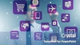  Presentation with trading online - PPT theme having cybersecurity - businessman in online trading background and a teal colored foreground