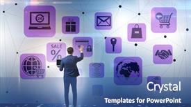  Presentation with trading online - Beautiful presentation theme featuring cybersecurity - businessman in online trading backdrop and a ocean colored foreground