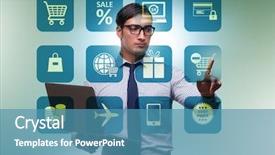  Presentation with trading online - Presentation with cybersecurity - businessman in online trading background and a teal colored foreground