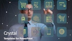  Presentation with trading online - Slide set featuring cybersecurity - businessman in online trading background and a ocean colored foreground