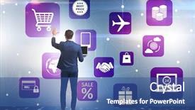  Presentation with trading online - Slide deck with cybersecurity - businessman in online trading background and a ocean colored foreground