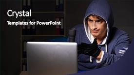  Presentation with personal data - PPT theme having cybersecurity - thief trying to steal personal background and a  colored foreground