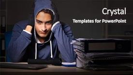  Presentation with personal data - Presentation design featuring cybersecurity - thief trying to steal personal background and a  colored foreground