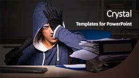  Presentation with personal data - Slide set enhanced with cybersecurity - thief trying to steal personal background and a  colored foreground