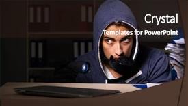  Presentation with personal data - Amazing presentation design having cybersecurity - thief trying to steal personal backdrop and a  colored foreground