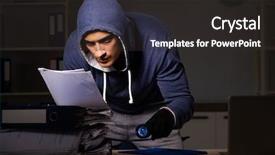  Presentation with personal data - PPT theme consisting of cybersecurity - thief trying to steal personal background and a dark gray colored foreground