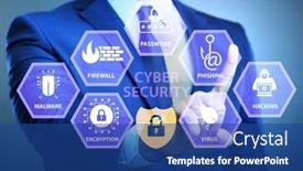  Presentation with cybersecurity - Slide deck consisting of cybersecurity-concept-with-businessman-pressing background and a ocean colored foreground