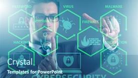  Presentation with cybersecurity - Presentation design with cybersecurity-concept-with-businessman-pressing background and a ocean colored foreground