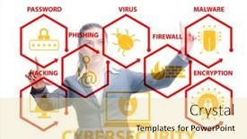  Presentation with cybersecurity - Cool new presentation theme with cybersecurity-concept-with-businesswoman-pressing backdrop and a blonde colored foreground