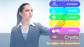  Presentation with cybersecurity - Slide set consisting of cybersecurity-concept-with-businesswoman-pressing background and a ocean colored foreground