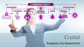  Presentation with cybersecurity - Beautiful presentation design featuring cybersecurity-concept-with-businesswoman-pressing backdrop and a light blue colored foreground