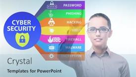  Presentation with cybersecurity - Colorful presentation theme enhanced with cybersecurity-concept-with-businesswoman-pressing backdrop and a light blue colored foreground