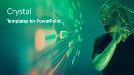  Presentation with wires - Audience pleasing slides consisting of cyborg-biological-human-robot backdrop and a ocean colored foreground