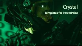  Presentation with led lights - PPT layouts consisting of cyborg man of the future background and a  colored foreground