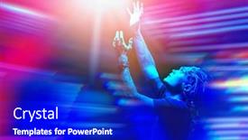 Presentation with human robot hands - Amazing PPT layouts having cyborg raised his hands and looks at the light pouring from above biological human robot with wires implanted in the head technologies of the future copy space backdrop and a royal blue colored foreground