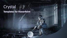  Presentation with silver - Beautiful PPT theme featuring cyborg-silver-woman-sitting backdrop and a wine colored foreground