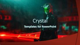  Presentation with future city - Presentation design having cyborg warrior with a gun stands in the night city world of the future computer games immersion in virtual reality background and a wine colored foreground