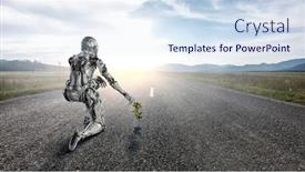  Presentation with creation - Beautiful slides featuring cyborg-woman-as-concept backdrop and a sky blue colored foreground