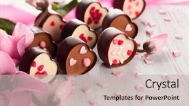  Presentation with valentine - Colorful PPT layouts enhanced with cyclamen - chocolate candies for valentine's day backdrop and a soft green colored foreground