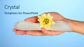  Presentation with sanitary pad - Slide deck consisting of menstrual cycle - woman's hand holding a daily background and a cool aqua colored foreground