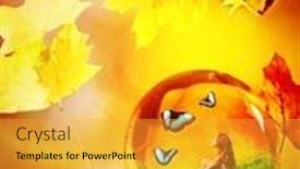  Presentation with goodbye - Colorful PPT theme enhanced with cycle-seasons-of-conceptual-child backdrop and a gold colored foreground