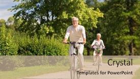  Presentation with old age - PPT theme with cycle time - active old age people background and a soft green colored foreground