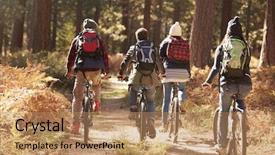  Presentation with friends - Slide deck with cycle time - group of friends riding bikes background and a coral colored foreground