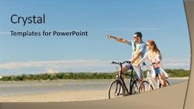  Presentation with lifestyle - Beautiful slides featuring cycle time - people leisure and lifestyle concept backdrop and a light blue colored foreground