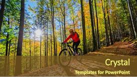  Presentation with biking - Slide deck having cycle trail in autumn forest background and a tawny brown colored foreground