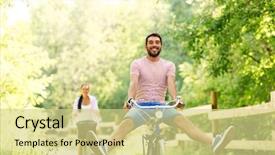  Presentation with lifestyle - PPT layouts having cycles at summer park background and a blonde colored foreground