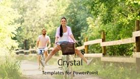  Presentation with lifestyle - Slide deck with cycles at summer park background and a coral colored foreground