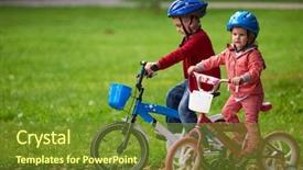  Presentation with happy kids - Beautiful presentation theme featuring cycleteam - happy kids in park boy backdrop and a tawny brown colored foreground