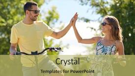  Presentation with young happy couple - PPT layouts enhanced with cycleteam - people leisure and lifestyle concept background and a  colored foreground