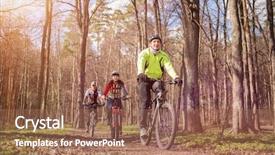  Presentation with young people in the club - Audience pleasing presentation design consisting of cycleteam - young people riding bikes backdrop and a  colored foreground