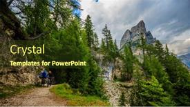  Presentation with cycling - Colorful presentation theme enhanced with cycling couple on mtb track cortina d'ampezzo dolomites italy backdrop and a tawny brown colored foreground