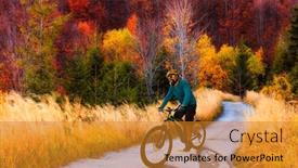  Presentation with activity - Theme featuring cycling-man-riding-on-bike background and a gold colored foreground