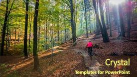  Presentation with biking - Beautiful theme featuring cycling mountain bikeing woman backdrop and a tawny brown colored foreground