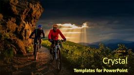  Presentation with epic - Slides having mountain biker couple on epic background and a wine colored foreground