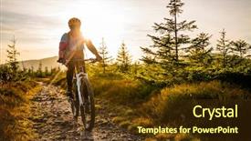  Presentation with dirt bike - Slide deck with cycling mtb flow trail track background and a tawny brown colored foreground