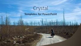  Presentation with forest fire - Presentation design consisting of cycling-on-gravel-road background and a light blue colored foreground