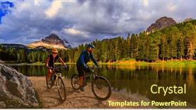  Presentation with woman sport - Theme enhanced with cycling-outdoor-adventure-in-dolomites background and a tawny brown colored foreground