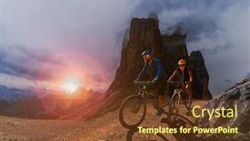  Presentation with cycling - Presentation theme having cycling-outdoor-adventure-in-dolomites background and a tawny brown colored foreground